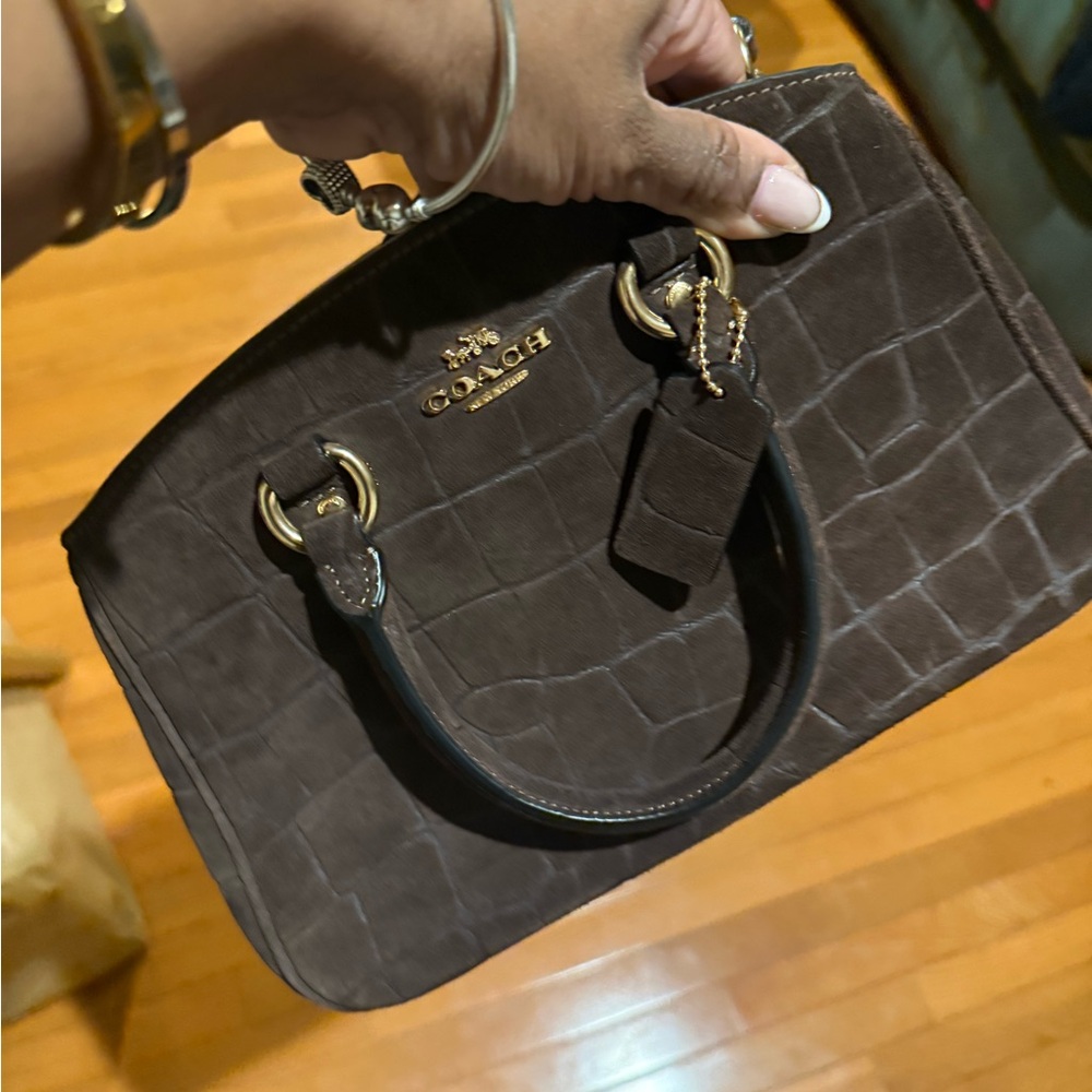 Coach Savannah Brown Crocodile-Embossed Women's Bag